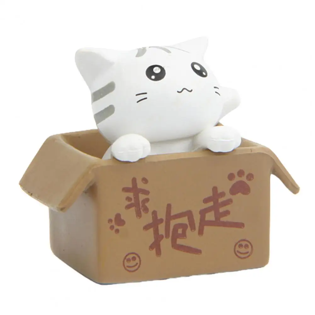 

Кота внутри коробка мультфильм животных мини модель игрушки фигурка украшение дома пейзаж из мха орнамент ПВХ ремесло