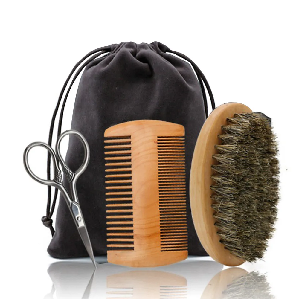 

Hair Scissors for Hairdressers Barber Beard Brush Beard Comb Kit Professional Hairdressing Scissors Wood Beard Care set#0603