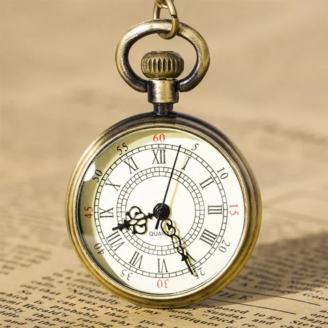 100 шт./лот бронзовые кварцевые карманные часы высшего качества для мужчин и женщин, винтажные карманные часы с откидной крышкой и римским циферблатом