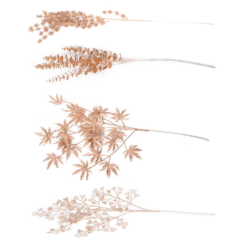 

Artificial Plants Simulation Flower Golden Leaves for Home Living Room Desk Decoration Party Wedding Holiday Flower Arrangement