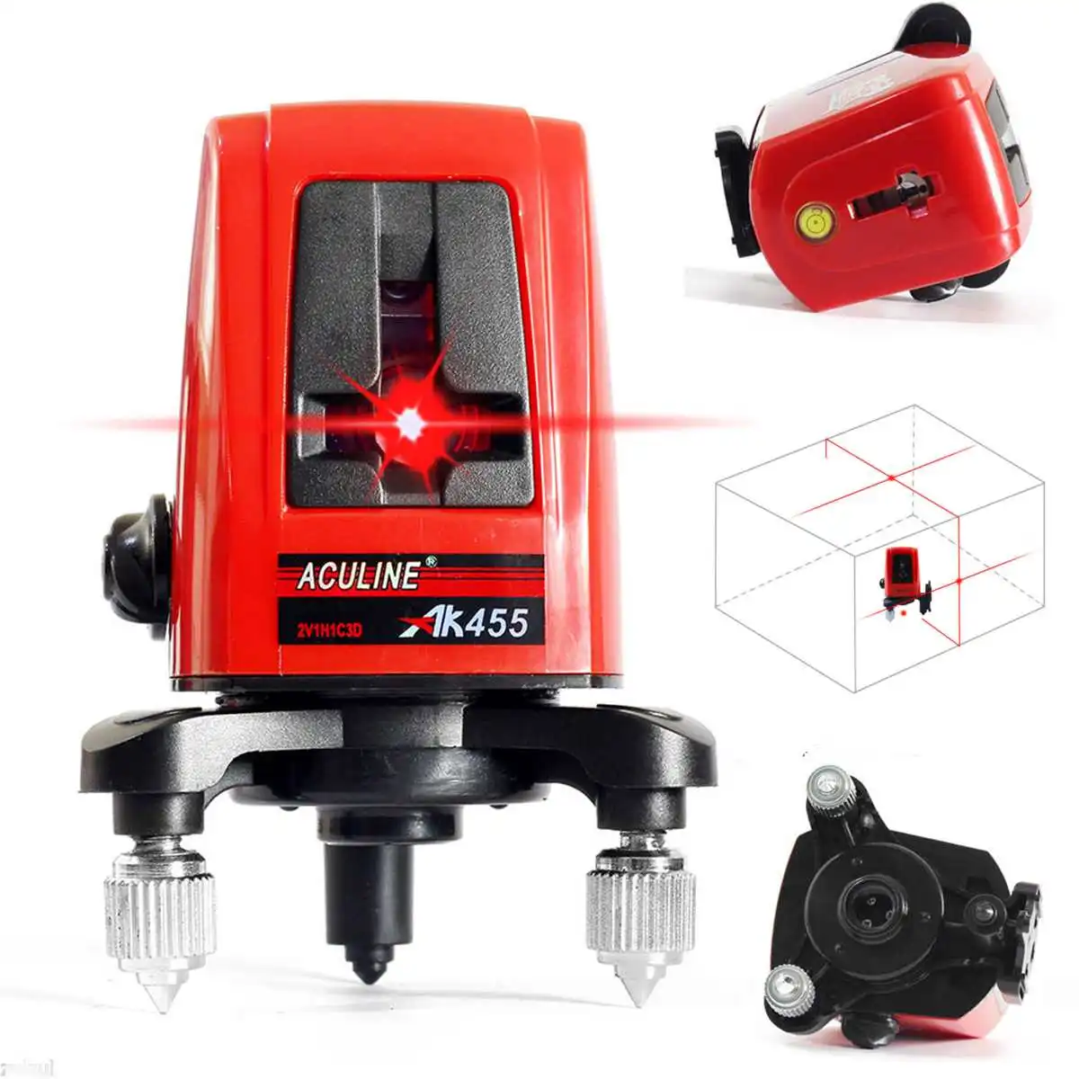 

3 Lines 3 Point AK455 5mw 360 Degree Self-leveling Cross Laser Level Red Light Infrared Horizontal Vertical Cross Instruments