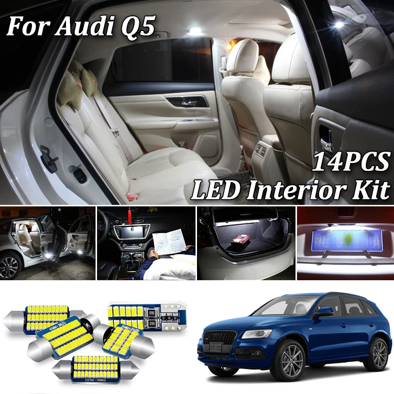 14 шт белые светодиодные с Canbus Автомобильный интерьер Комплект ламп для Audi Q5 8RB led