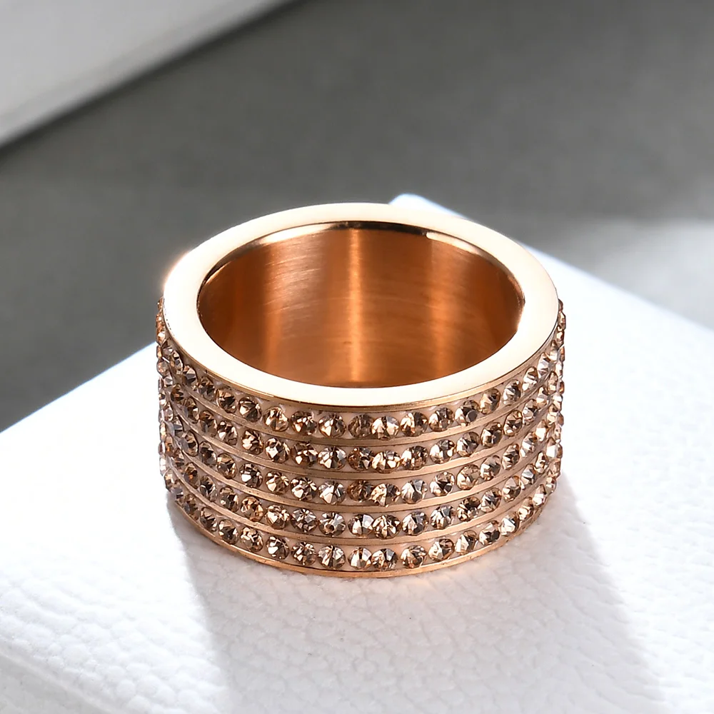 Модные ювелирные изделия из нержавеющей стали кристалл свадебные кольца для