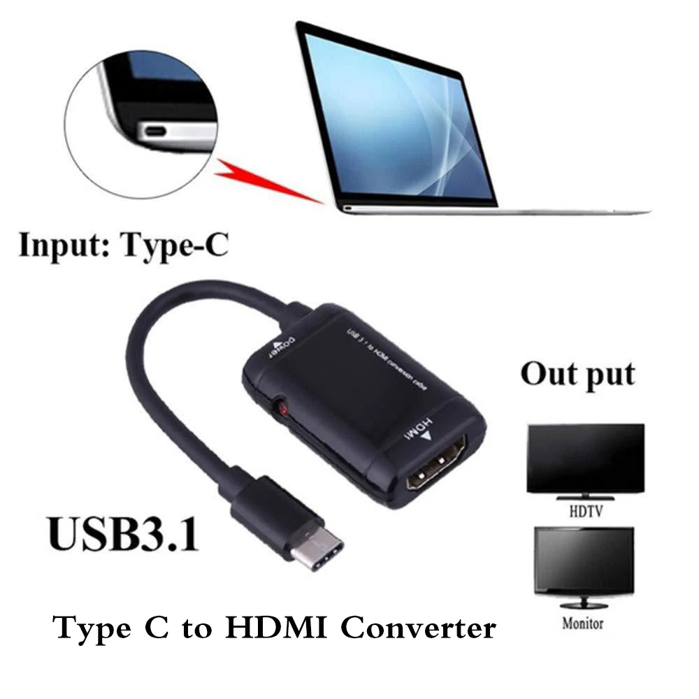 2020 USB 3 1 Type-C к HDMI видео кабель износостойкий USB-C адаптер Plug And Play для MHL Android Phone Tablet |