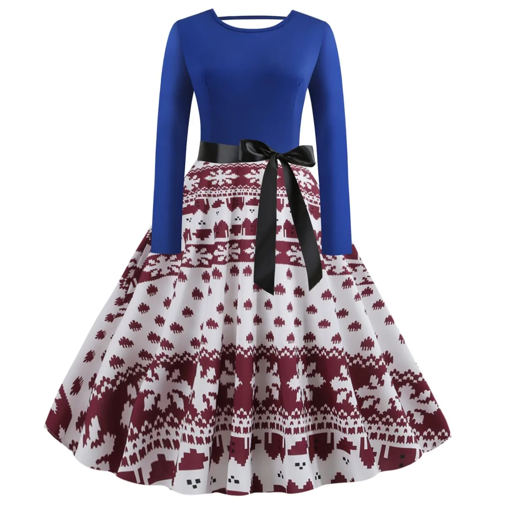 Womail осеннее женское рождественское платье Новогоднее праздничное с длинным