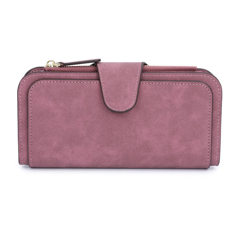 

Long Women Wallet Hasp Multifunctional Ladies Wallet Frosted Leather Clutch Simple Solid Color Business Large Capacity Purse