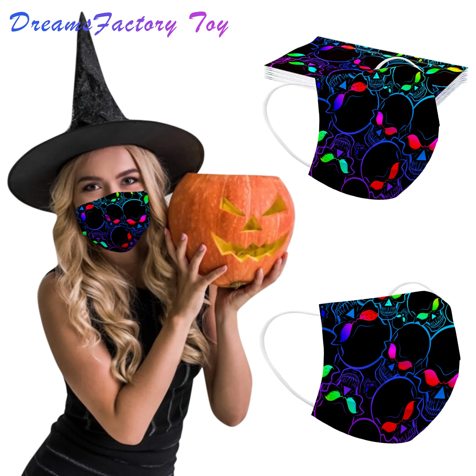

10pcs Adult Halloween Mask Disposable Face Mask 3ply Ear Loop Breathable Mascarillas Christmas Cosplay Fabric Mouth Mask