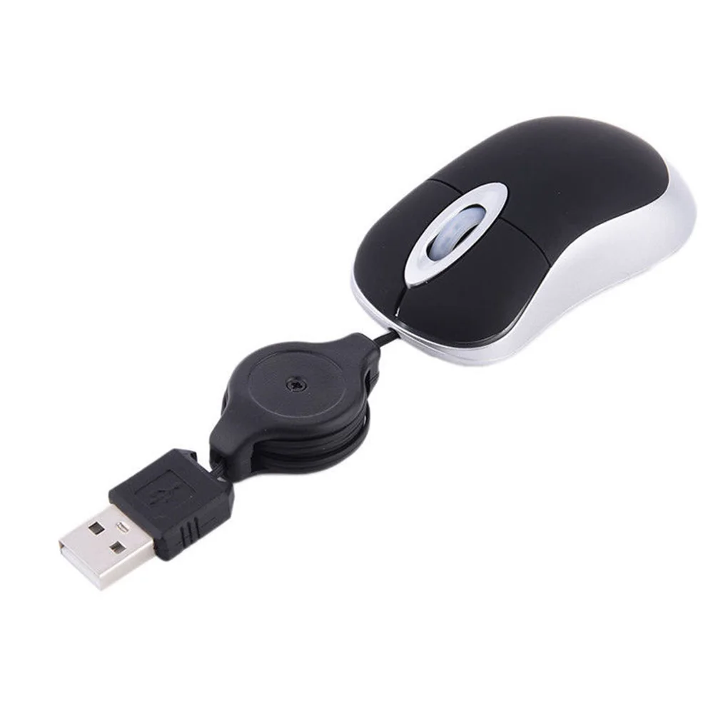 Выдвижная оптическая мини мышь портативная USB Проводная Эргономика для