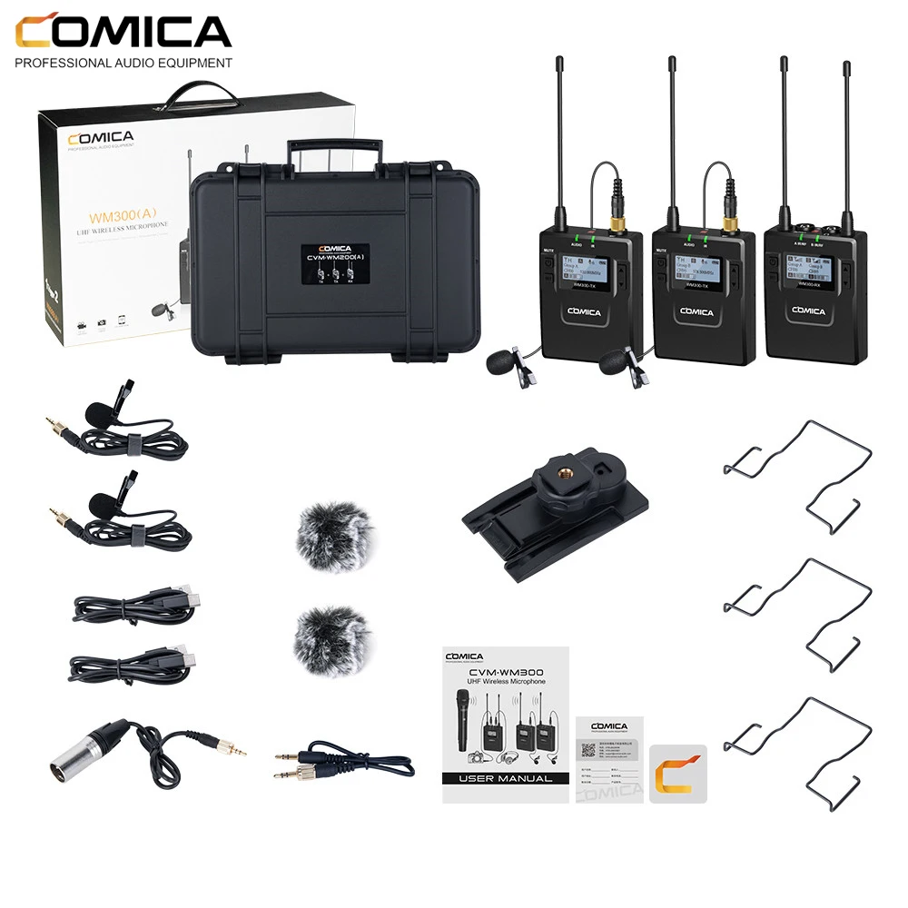 

COMICA CVM-WM300 UHF 96-channels Metal Wireless Microphone with Dual-transmitters and One Receiver , 120m smooth recording witho