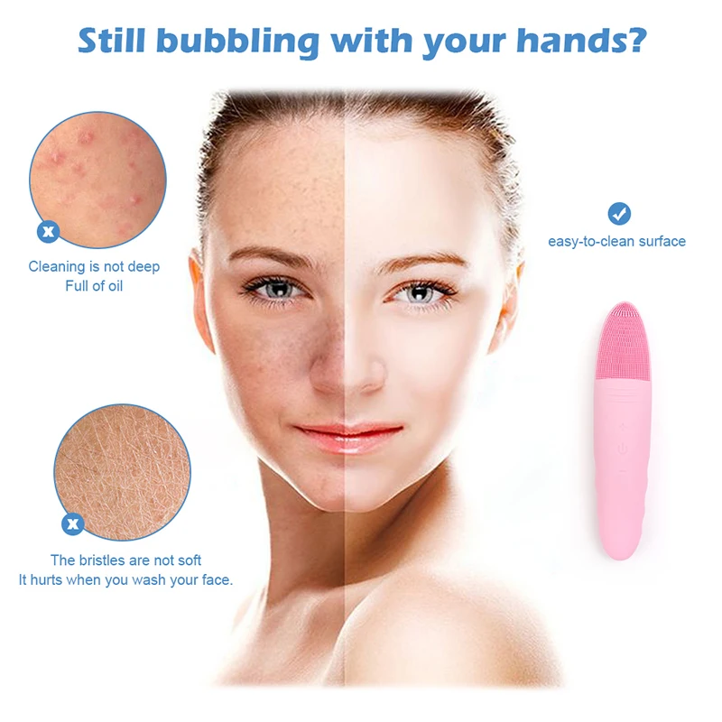 

IPX7 Waterproof Electric Soft Silicone Clean Facial Cleansing Brush For Deep Cleansing Face Washing Machine Massager