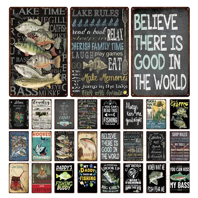

Shop Rules Tin Sign Fish Fishing Metal Plates Steak Wall Stickers Art Poster House Home Decor Cafe Restaurant Shop Sign