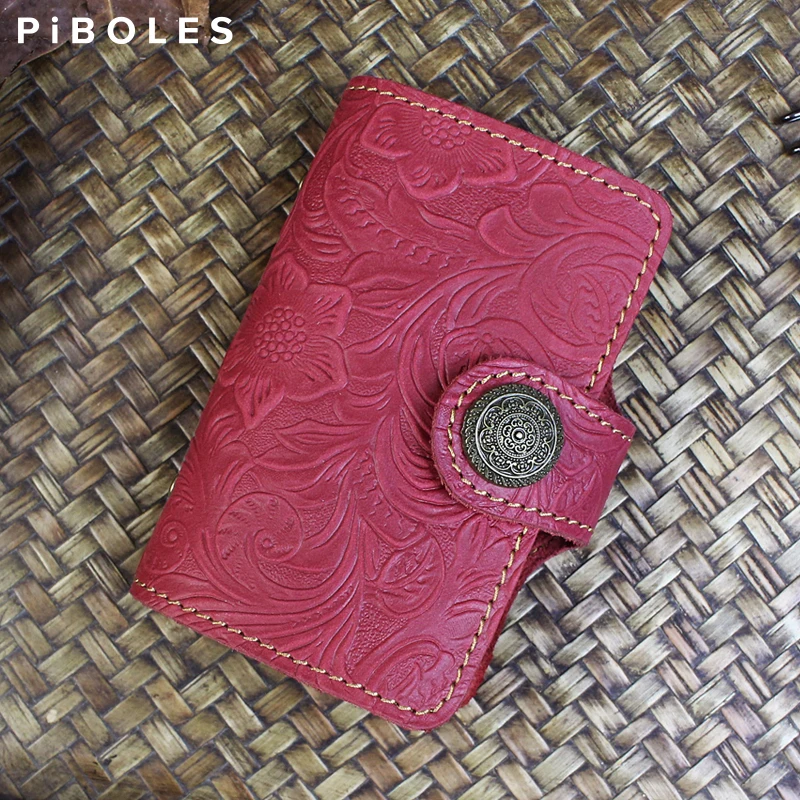 Slim Leather 24 Bits Card Case Retro Genuine Leather Business Card Holder Bag Handmade Credit Passport ID Card Pouch Coin Wallet