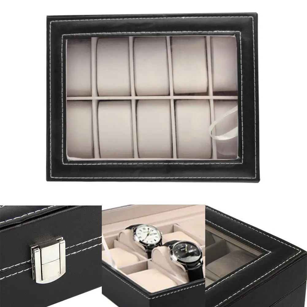 Из искусственной кожи 10 слотов наручные часы дисплей коробка держатель для