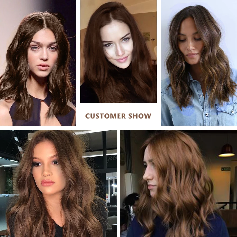

Brown Natural Wave Synthetic Wigs Shoulder Length Natural Looking For Women High Temperature Fiber Hair Daily Cosplay Wig IPARTY