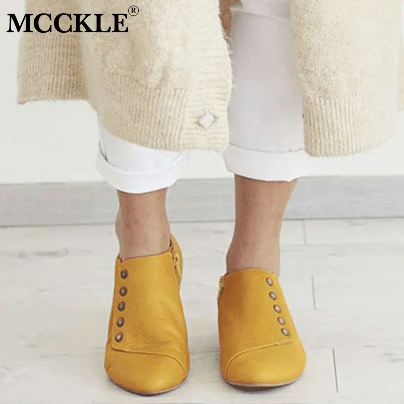 Осенняя обувь MCCKLE женские ботильоны на молнии женская модная платформе и низком