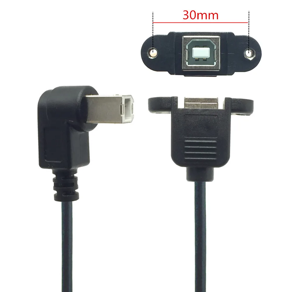 

USB 2.0 Type B Male to Type B Female Right Angle Printer Extension Cable With Panel Mount Screw Hole 30cm 50cm 100cm