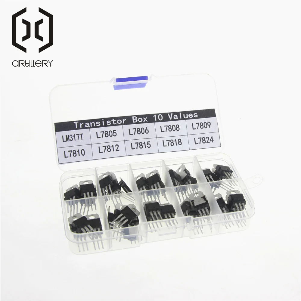 LM317T L7805 L7806 L7808 L7809 L7810 L7812 L7815 L7818 L7824 транзисторный набор 10 стоимость, 50 шт в наборе, Напряжение регулятор коробка