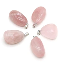natural irregular stone pendants polished rose quartz stone necklace accessories for jewelry making bracelet pink crystal charms