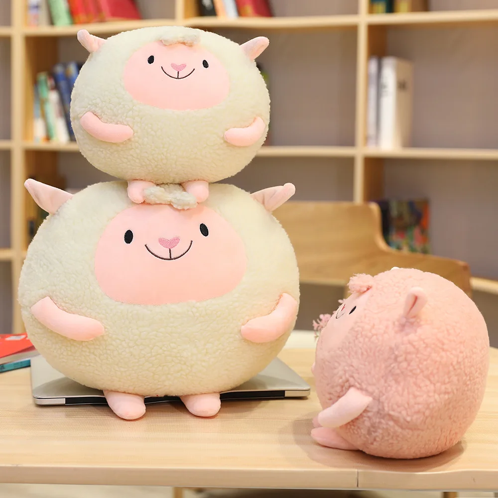 

Kawaii 20/30/40CM Soft Round Sheep Pillow Plush Cattles Dolls Children Plushie Toys Round Lamb Sofa Cushion Kids Birthday Gifts