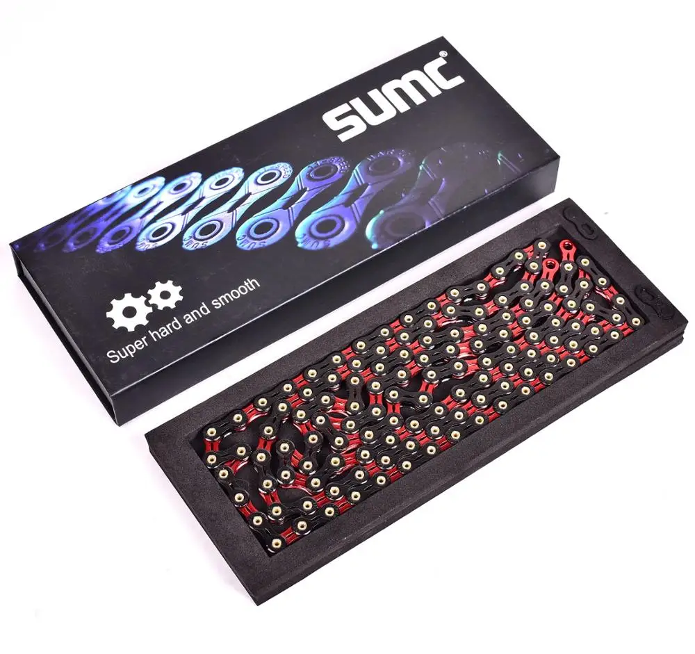 SX12SL Black red SUMC велосипедная цепь золотая Радужная велосипедная цепь X8 X9 X10 X11 X12 супер светильник для 8 9 10 11 12 скоростей MTB/дорожный велосипед 116л полый - Цвет: SX12SL Black red
