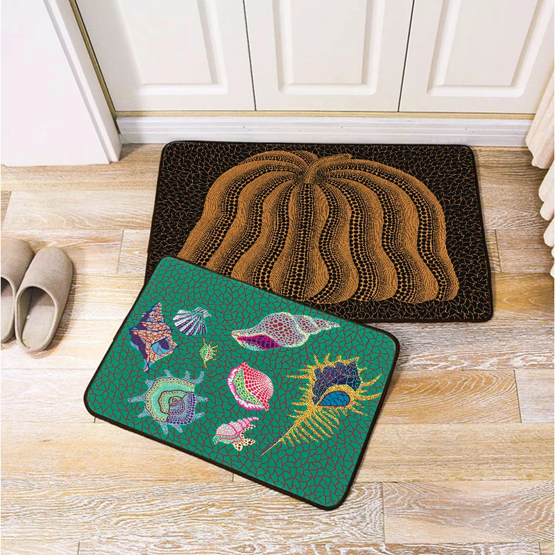 

Pumpkin Floor Mats Yayoi Kusama Abstract Art Rug Decorative Rectangle Carpet Digital Dot Mushroom Mats Home Non-slip Mats