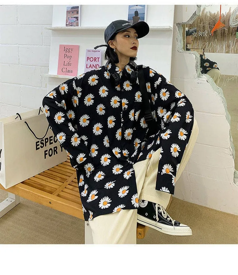 Рубашка женская оверсайз на пуговицах Повседневная Блузка с длинным рукавом