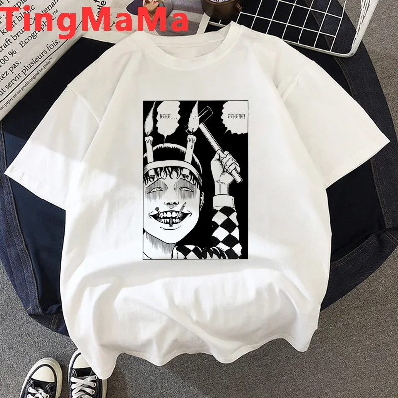 Женская ужасная Футболка с принтом манги Junji Ito летняя футболка рисунком женская -
