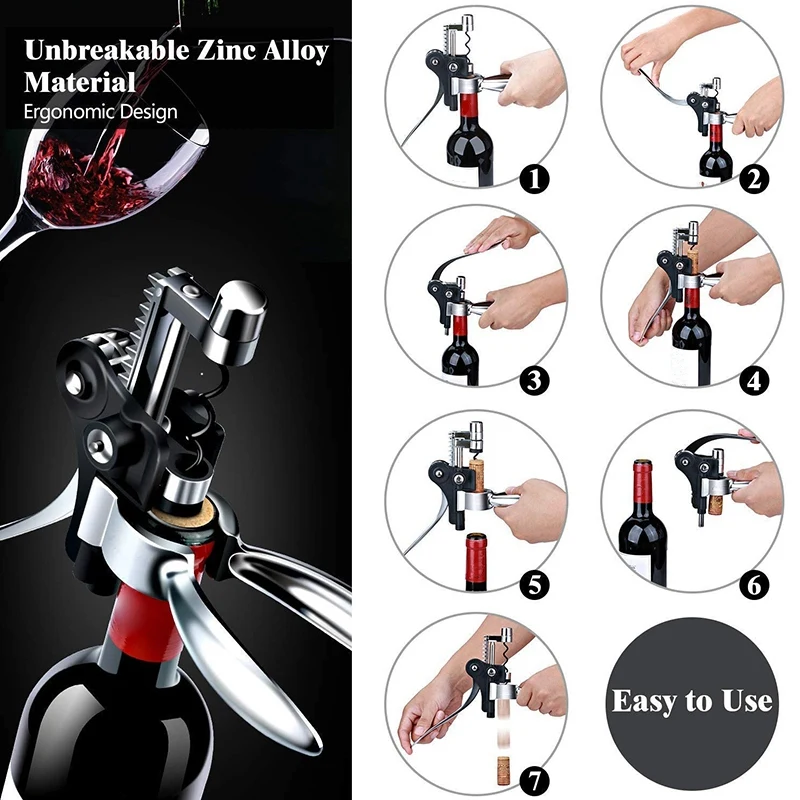 

7 Pieces Wine Bottle Opener Corkscrew Kit Professional Wine Accessories Screwpull Levels Cork Opener