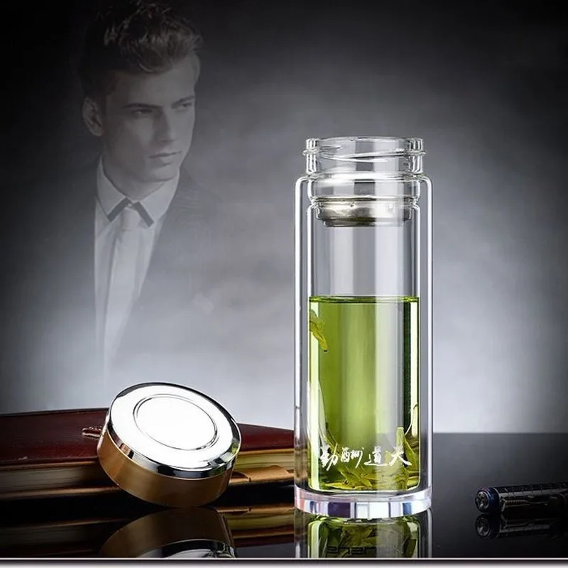 Термос бутылка Толстая двухслойная стеклянная Мужская чашка большой