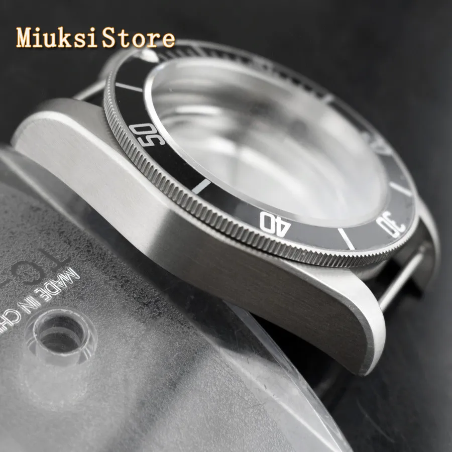 Часы с сапфировым стеклом черная рамка 41 мм серебристый чехол подходит для часов