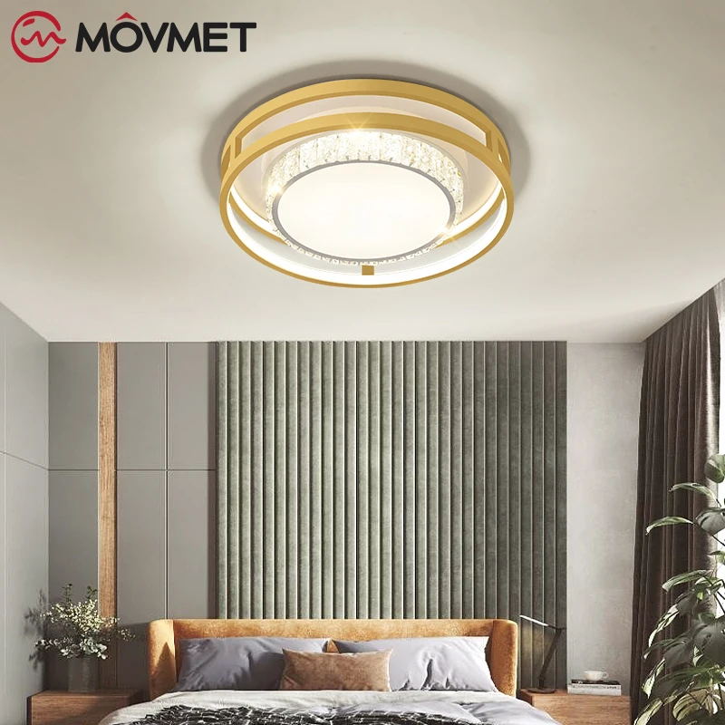 

Modern Led Ceiling Lights with Crystal Gold White Round Ceiling Lamp For Living room Bedroom Kitchen Light Corridor Plafonnier
