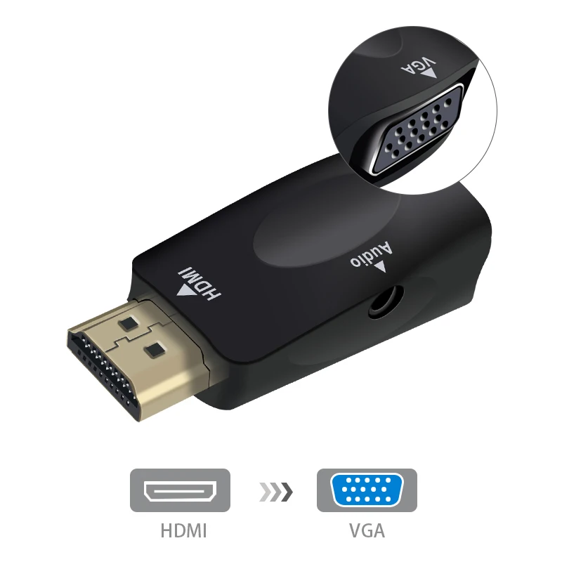 Переходник штырь-гнездо с HDMI на VGA и аудиокабелем для ПК ноутбуков планшетов