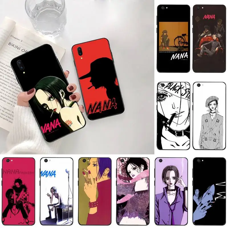 Черная фотография с изображением девушки бабушки из аниме для Vivo Y91c Y17 Y51 Y67 Y55 Y93 Y81S