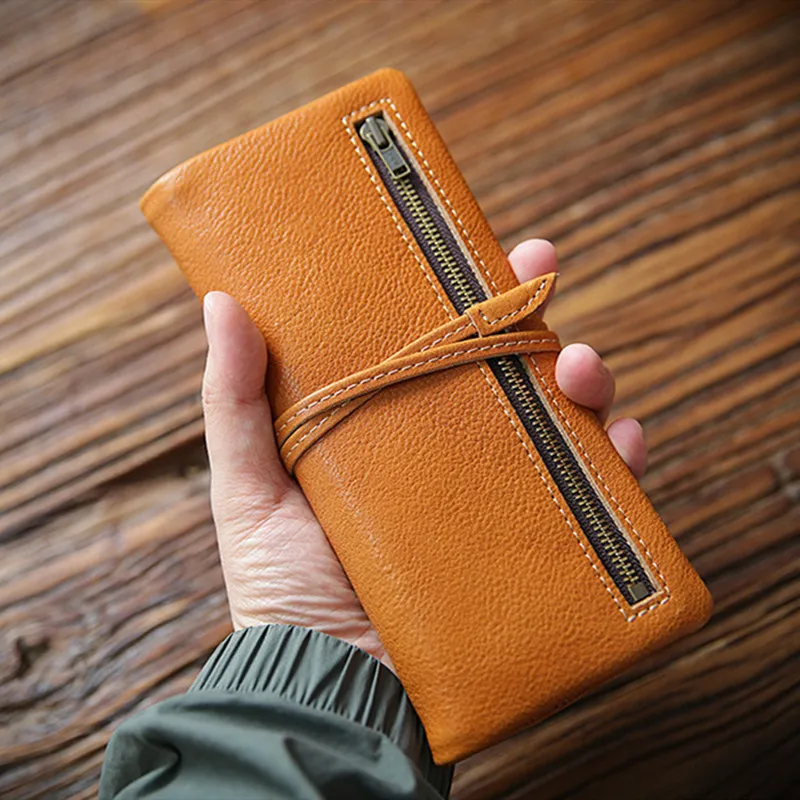 LEACOOL мужской кошелек из натуральной воловьей кожи длинный Стильный винтажный