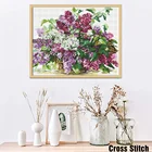 Наборы цветочной вышивки HUACAN, Набор для вышивки крестиком 14CT 40x50 см, набор для рукоделия, белый холст, сделай сам, украшение для дома