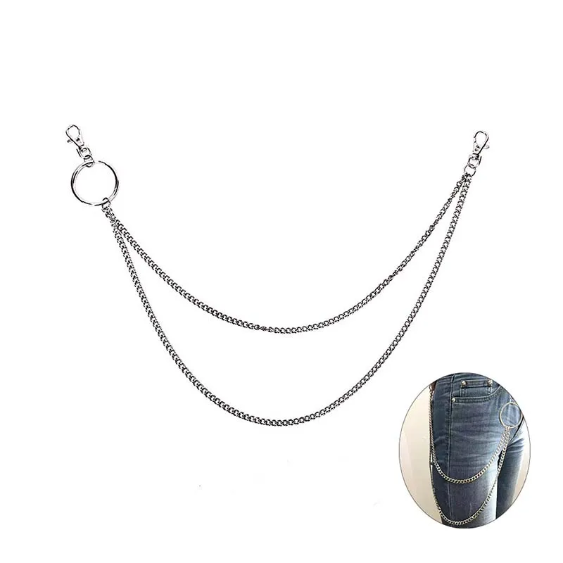 

58cm 2 Layers Rock Punk Trousers Hipster Key Chains Street Big Ring Key Chain Pant Jean Keychain HipHop Pop Accessories
