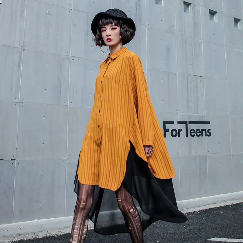 Модные шифоновые полосатые платья XITAO с имитацией двух рядов женское платье