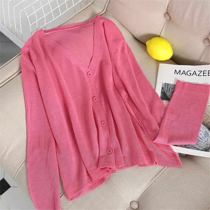 Женский короткий кардиган повседневный Свободный вязаный из тонкого шелка жакет