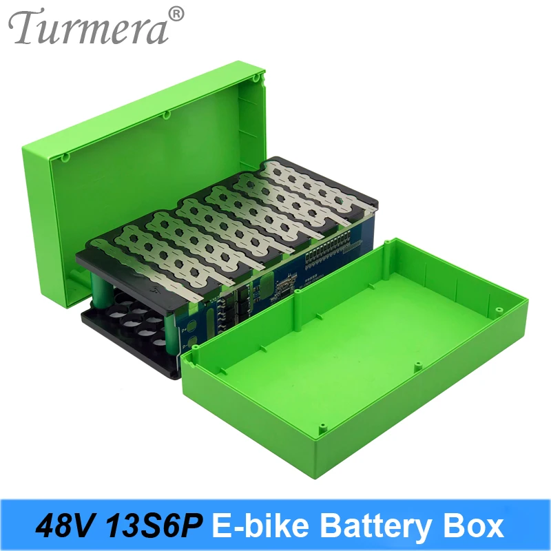 

Turmera 48V Electric Bike Battery Box Case with 30A Max. 50A Balance BMS with NTC 13S6P 18650 Holder Nickel for E-bike Battery