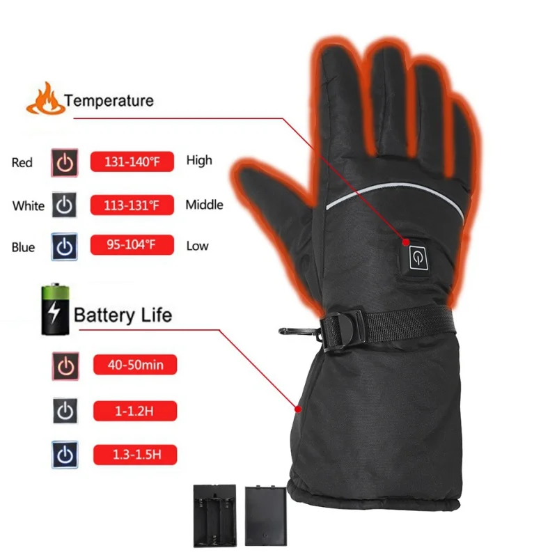 

Men's Ski Gloves Warm Winter Heated Gloves Waterproof Battery Powered Gloves For Riding Hunting Ski Cycling (without battery)