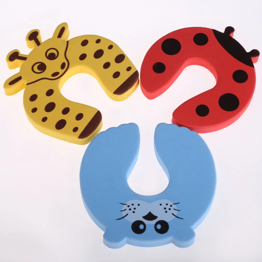 Pinza de seguridad con dibujos animados para puerta de ni&ntilde;o, tap&oacute;n de seguridad de mano, Animal bonito, Clip de seguridad para beb&eacute;, 10 unids/set por juego-4