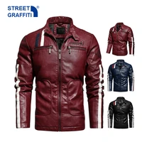 mens motorcycle jacket 2021 autumn winter men new faux pu leather jackets casual embroidery biker coat zipper fleece male jacket