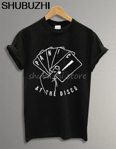 

Panic! at The Disco Cards Logo Black Unisex Men T Shirt Tumblr Tee summer top tees new brand tshirt sbz1112