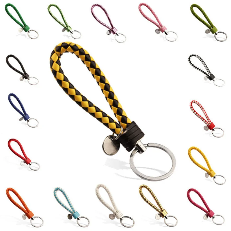 

Stainless Steel Keychains PU Leather Braided Rope Key Chain Holder Bag Car Pendant Trinket Keyring Men Women Fashion Jewelry