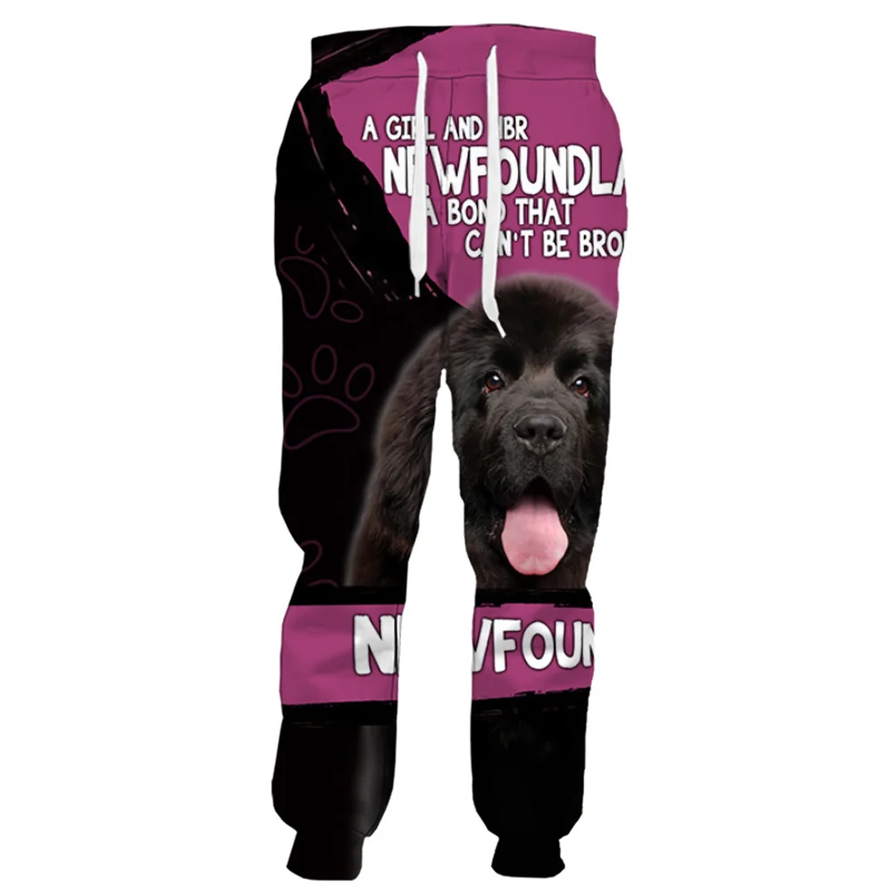 CLOOCL Newfoundland Dog Print Pants 3D Graphic Animals Sweatpants Elastic Pockets Sportswear Casual Harajuku Streetwear