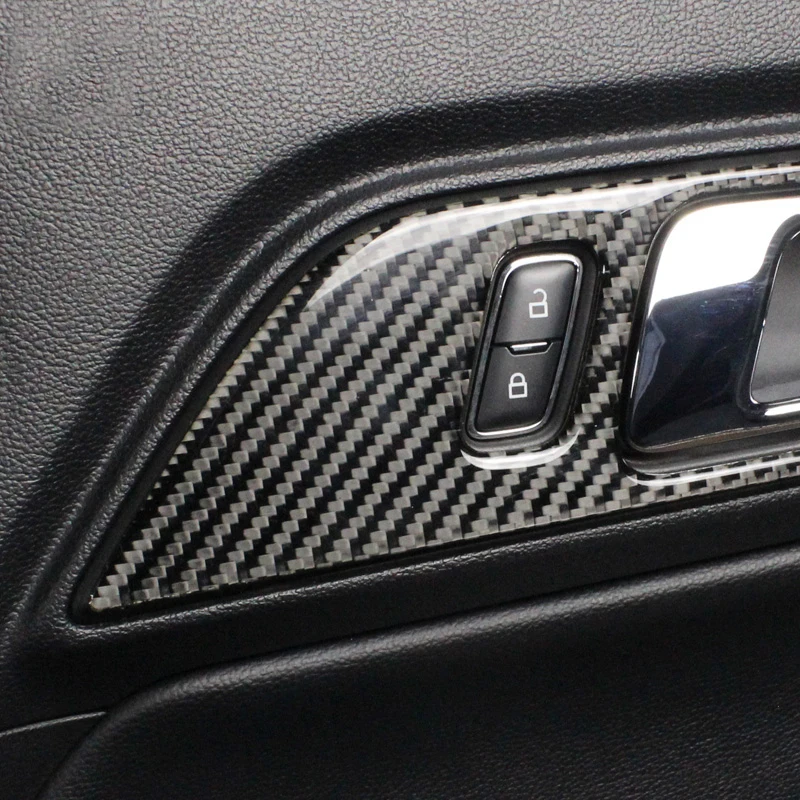

Carbon Fiber Interior Door Handles Door Bowl Decorative Cover Trim Sticker Car Styling For Ford Mustang 2015-19 Auto Accessories