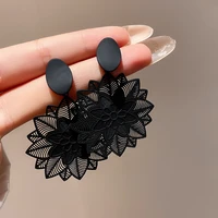 black flower earrings bohemian openwork pattern earrings for women big statement earrings wedding bridal party jewelry
