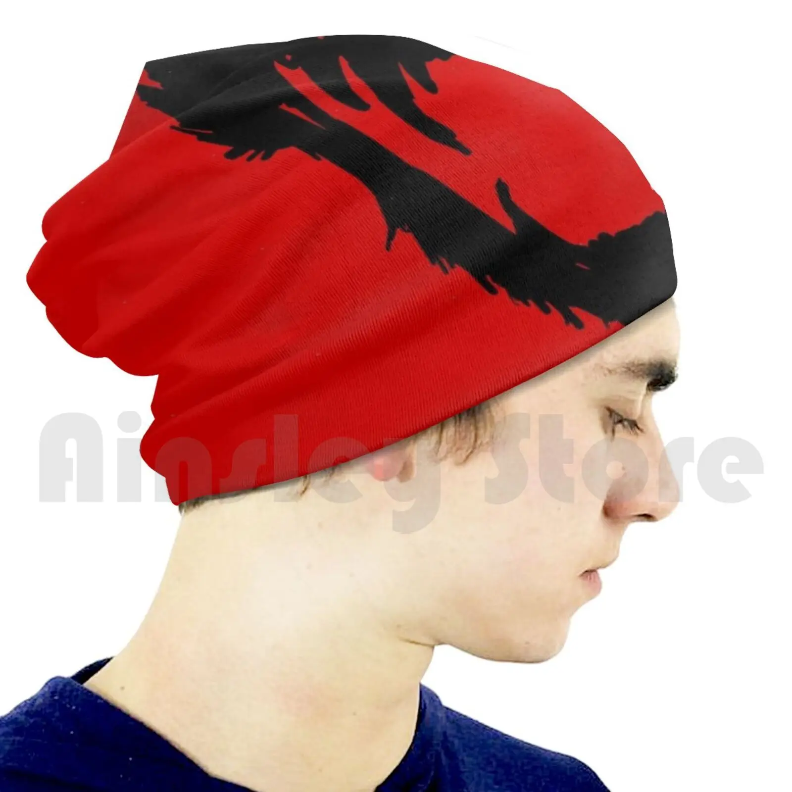 Шапка-бини hyкаты (черная) с принтом сделай сам подушка 12 обезьянами гиенами армия