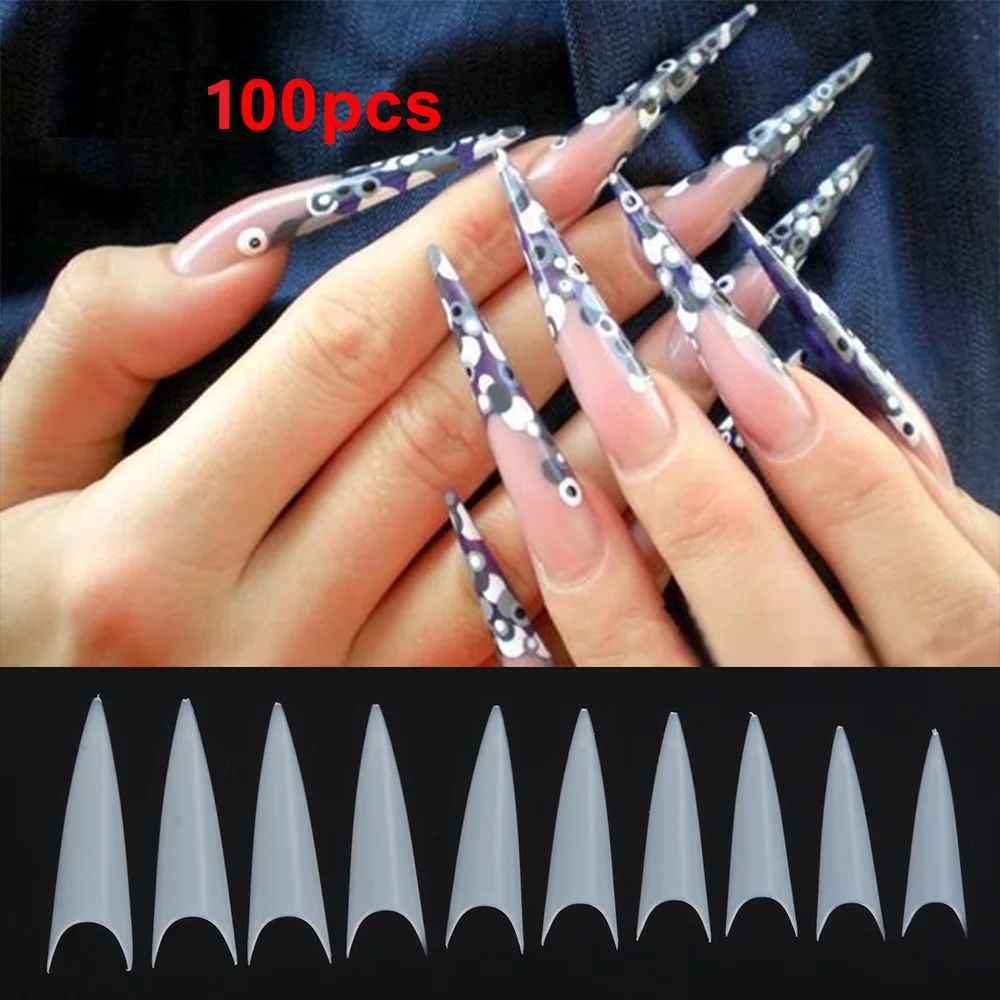 Длинные балерины французские накладные ногти на шпильках вечерние полупокрытие