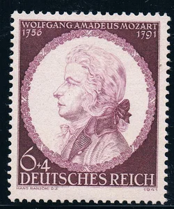 1 шт.компл. новый немецкий почтовый штамп Третьего рейха 1942 музыкальный Моцарт гравировальные штампы MNH